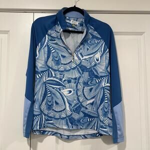 Greg Norman Womens‎ SolarXP Playdry Quarter Zip Blue Tropical Size M